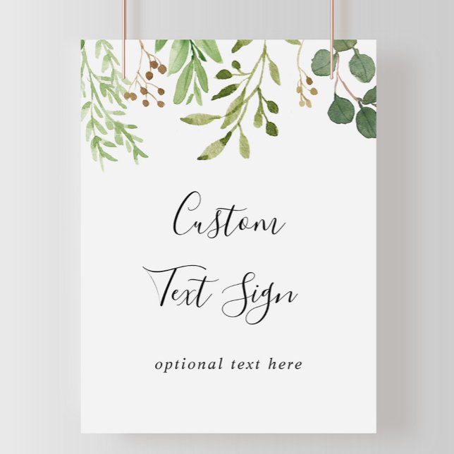 Affiche Panneau de texte personnalisé floral marron simple (Créateur téléchargé)