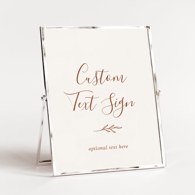 Affiche Panneau de texte personnalisé Minimal Leaf | Crème (Créateur téléchargé)