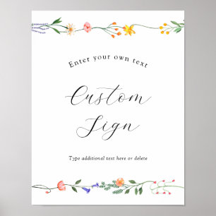 Affiche Panneau de texte personnalisé Secret Garden Floral