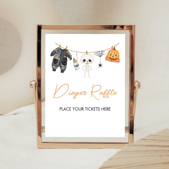 Affiche Panneau de tirage au sort de couche Little Boo Clo (Ghost Clothesline Baby Shower Diaper Raffle Sign)