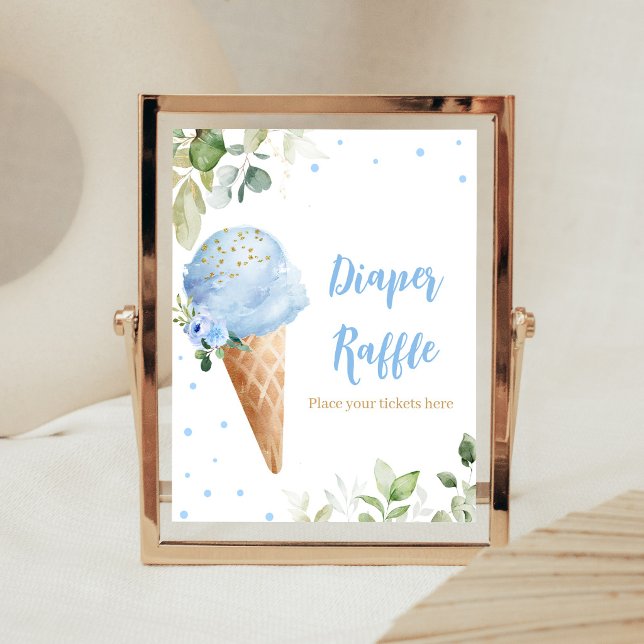 Affiche Panneau de tirage au sort de couche pour Baby Show (Ice Cream Baby Shower Diaper Raffle Sign)