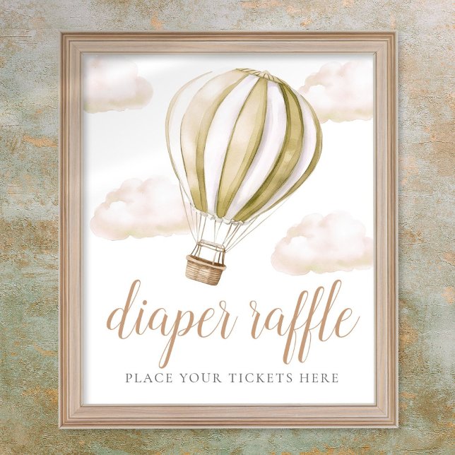 Affiche Panneau de tirage au sort de couche pour Baby Show (Hot Air Balloon Baby Shower Diaper Raffle Sign)