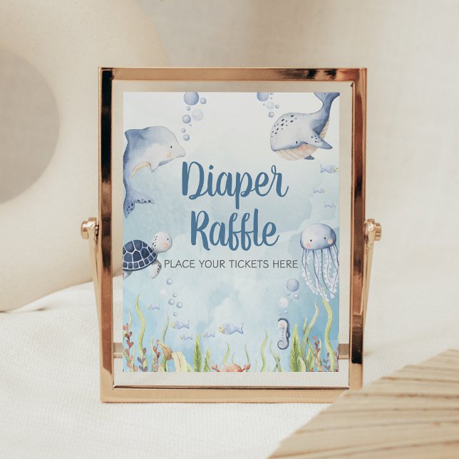 Affiche Panneau de tirage au sort de couche pour Baby Show (Under the Sea Baby Shower Sign
)