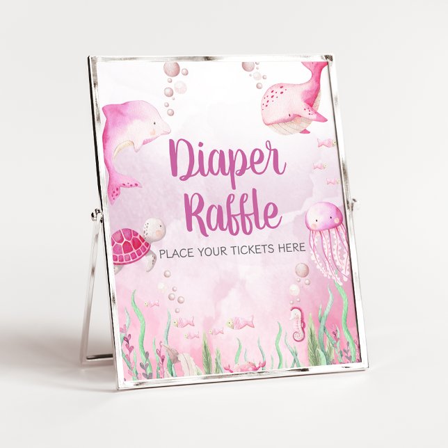 Affiche Panneau de tirage au sort de couche pour Baby Show (Under the Sea Baby Shower Sign)