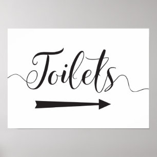 Affiche Panneau de toilettes de mariage flèche directionne