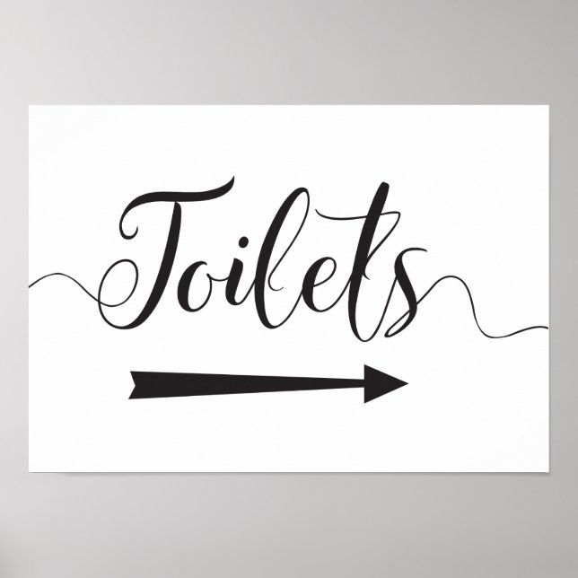 Affiche Panneau de toilettes de mariage flèche directionne (Devant)