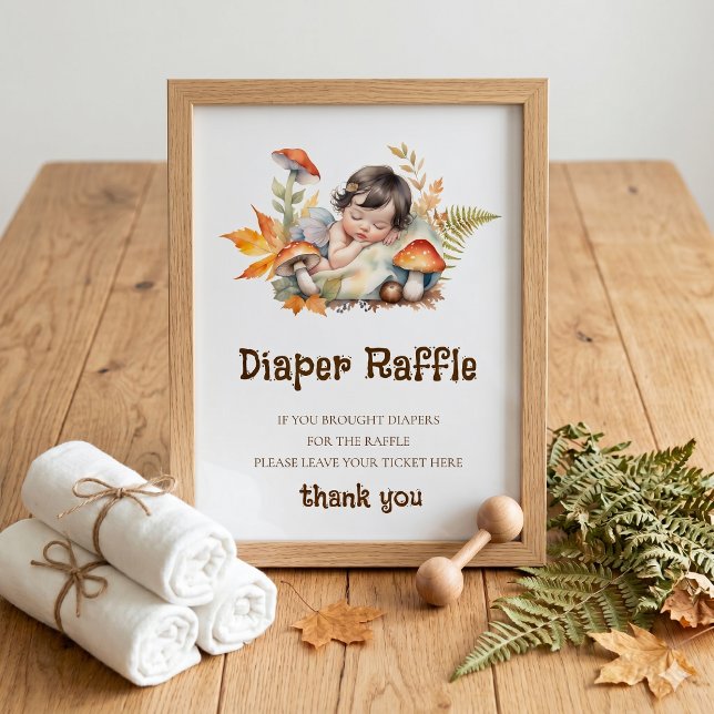 Affiche Panneau de tombola de couche Bébé Fée de la forêt  (Créateur téléchargé)