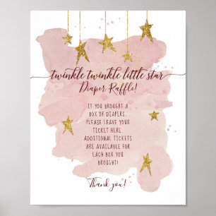 Affiche Panneau de tombola de couche rose moderne Twinkle 