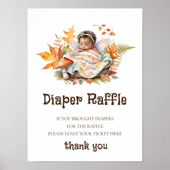 Affiche Panneau de tombola de couches Bain de bébé Fée de  (Devant)