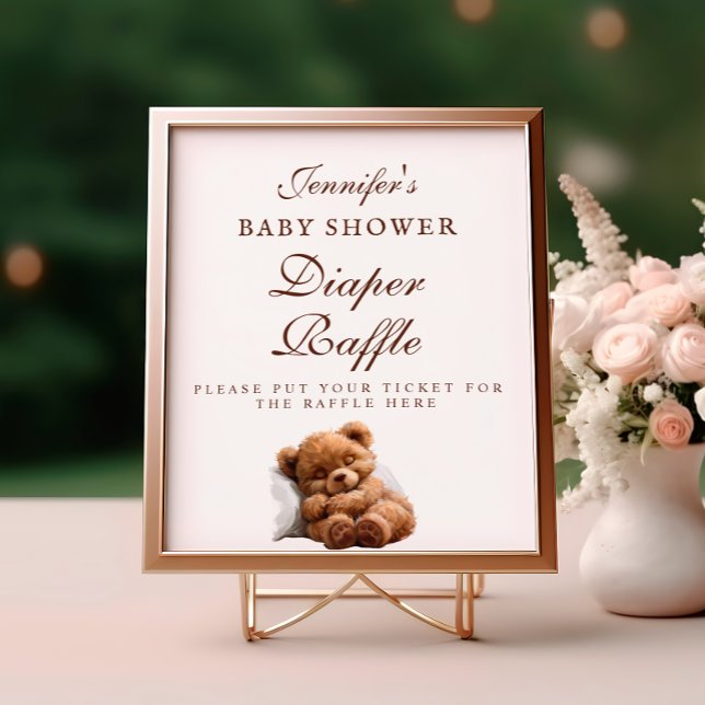 Affiche Panneau de tombola de couches pour ours en peluche (Créateur téléchargé)