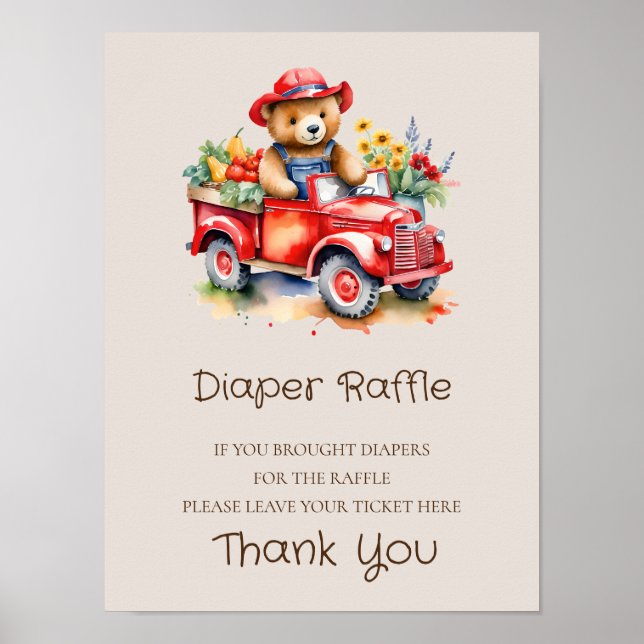 Affiche Panneau de tombola de couches Teddy bébé élevé loc (Devant)