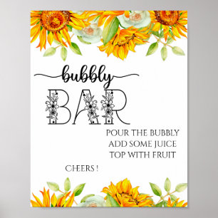 Affiche Panneau de tournesol bar à bulles pour la fête de