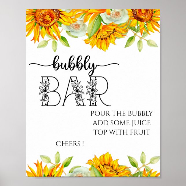 Affiche Panneau de tournesol bar à bulles pour la fête de  (Devant)