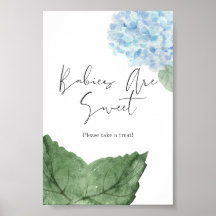 Panneau de traitement Baby shower Blue Hydrangea