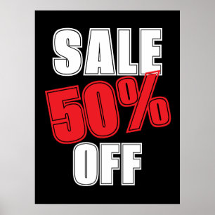 Affiche Panneau de vente à 50%, Enseigne de magasin de dét