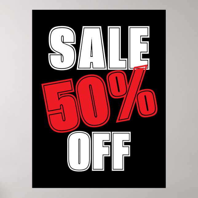 Affiche Panneau de vente à 50%, Enseigne de magasin de dét (Devant)