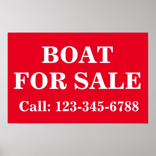 Affiche PANNEAU DE VENTE DE BATEAU GRAS POUR VENTE Vendez  (Devant)