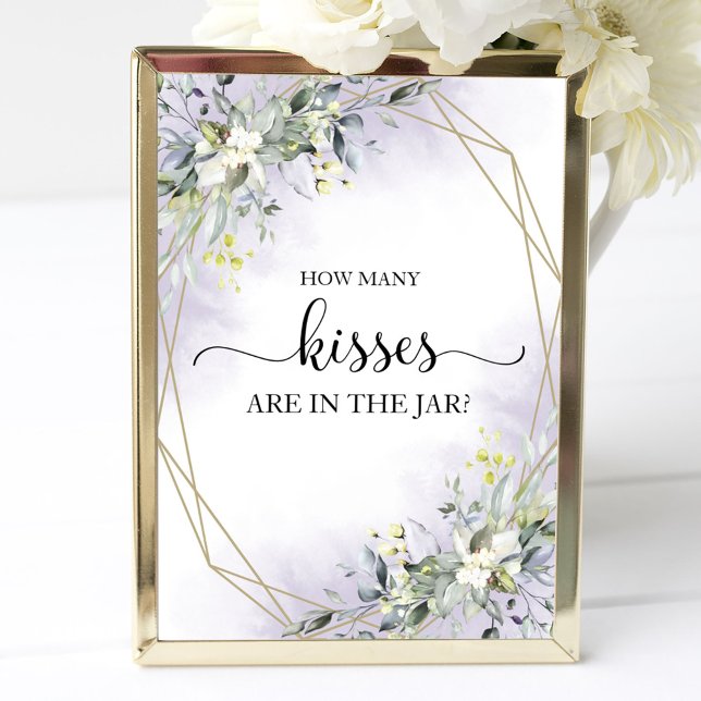 Affiche Panneau de verdure aquarelle Combien de baisers (Créateur téléchargé)