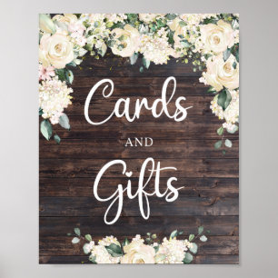 Affiche Panneau de verdure feuillage bois rustique cartes 