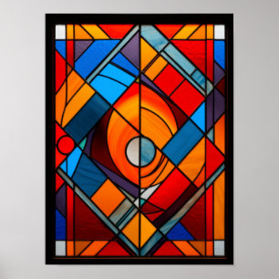 Affiche Panneau de verre teinté abstrait moderne géométriq