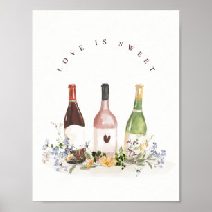Affiche Panneau de verres de vin L'amour est doux Fête de