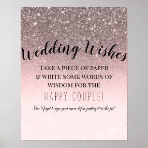 Affiche Panneau de voeux de mariage à paillettes Silver Bl