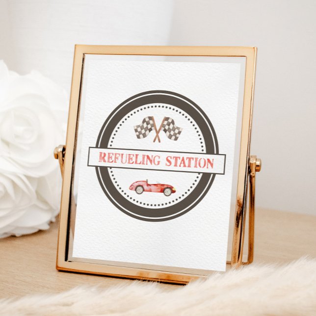 Affiche Panneau de voiture Red Race Station (Créateur téléchargé)