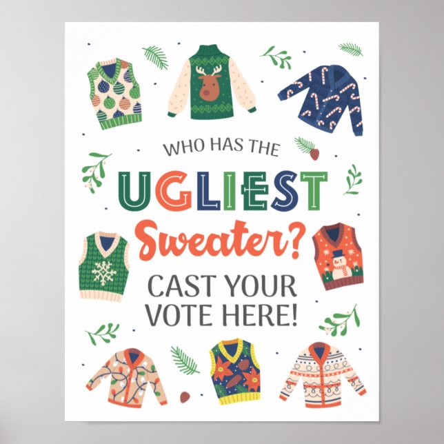 Affiche Panneau de vote pour la soirée pull de Noël laid (Devant)