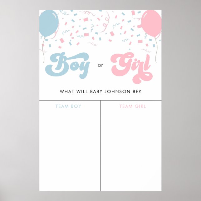 Affiche Panneau de vote Retro Super fille ou bébé garçon S (Devant)