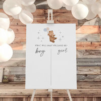 Panneau de vote Teddy Bear Balloons Gender Reveal