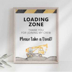 Affiche Panneau de zone de chargement de camion de constru