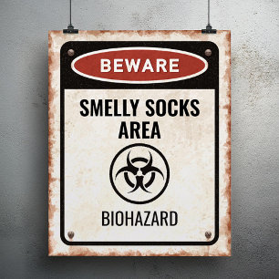 Affiche Panneau de zone de chaussettes malodorantes avec i