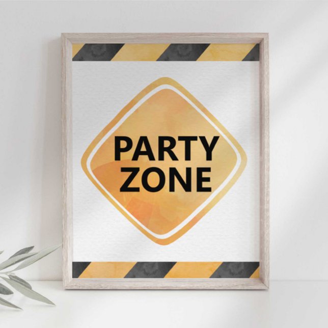 Affiche Panneau de zone de fête de camion de construction (Créateur téléchargé)