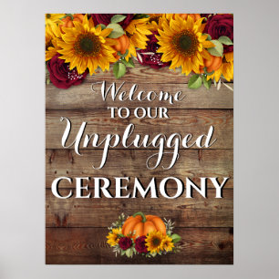 Affiche Panneau débranché du Mariage rustique Citrouille d