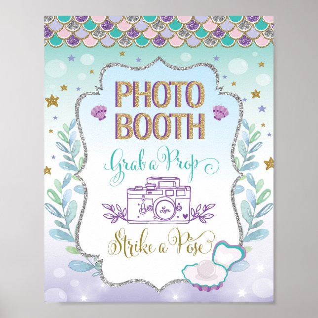 Affiche Panneau décoratif pour cabine de selfie de sirène (Devant)