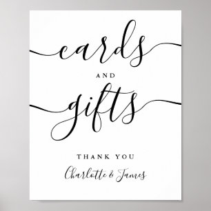 Affiche Panneau d'écriture noir et blanc Cartes et Cadeaux