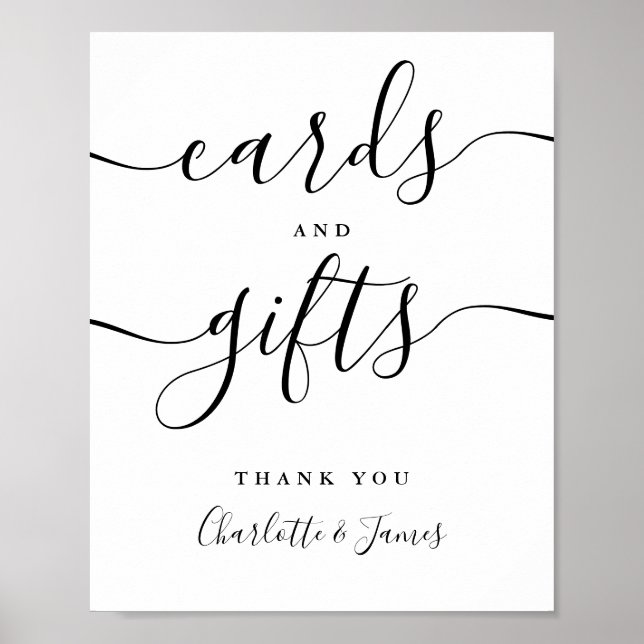 Affiche Panneau d'écriture noir et blanc Cartes et Cadeaux (Devant)