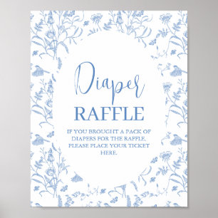 Affiche Panneau Delft Blue Chinoiserie Baby shower garçon