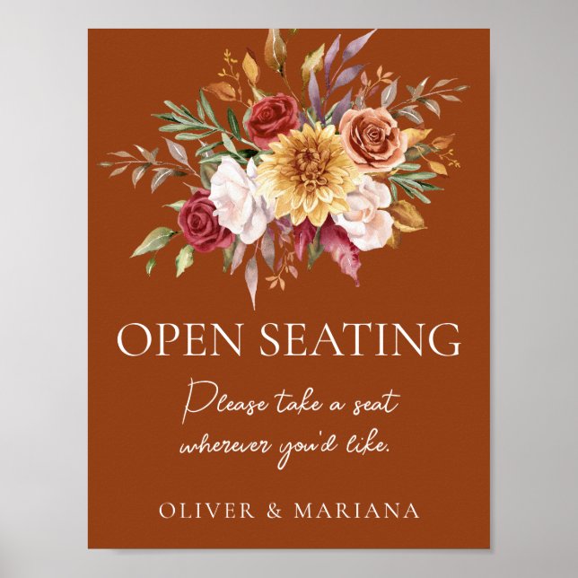 Affiche Panneau d'entrée Floral Terracotta Mariage (Devant)