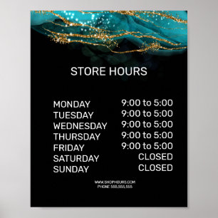 Affiche Panneau des heures d'ouverture de la boutique de d