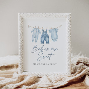 Affiche Panneau dessert Baby shower Blue Jean Denim