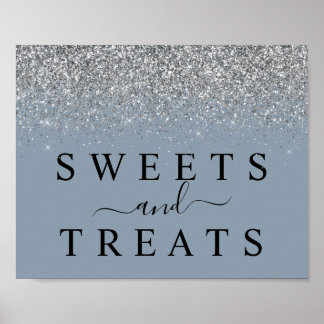 Affiche Panneau dessert bleu et argenté Dusty