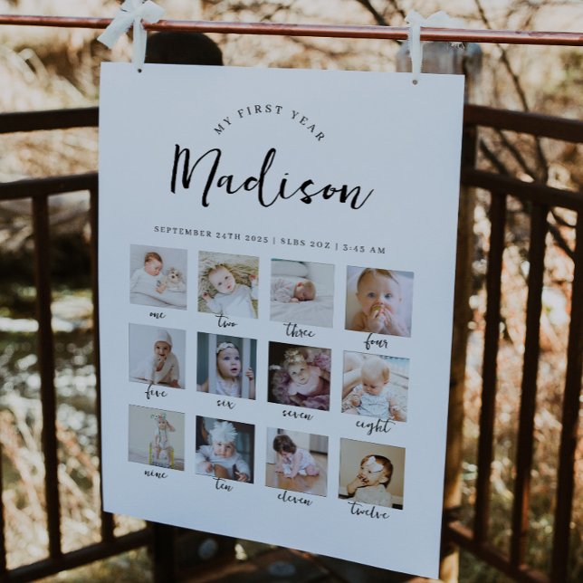 Affiche Panneau d'étape de naissance de bébé pour 1er anni (Créateur téléchargé)