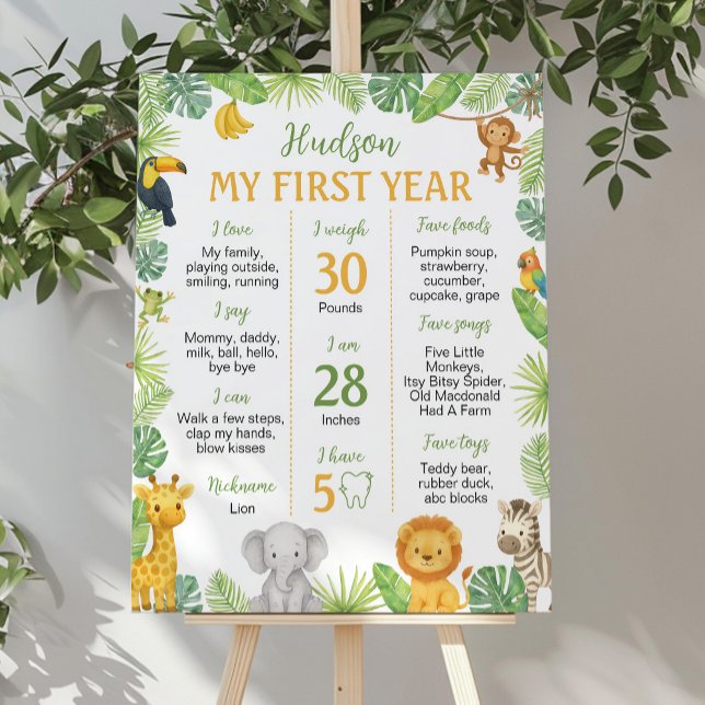 Affiche Panneau d'étape du 1er anniversaire des animaux de (Créateur téléchargé)