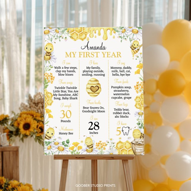 Affiche Panneau d'étape du premier jour d'abeille de Bumbl (Créateur téléchargé)