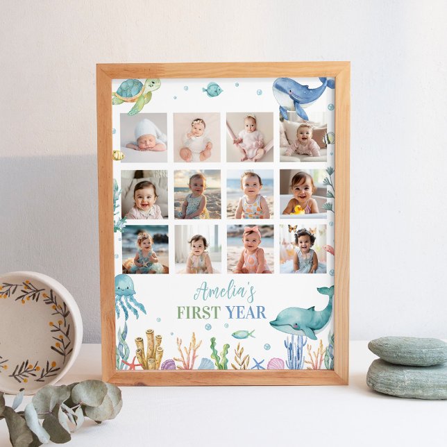 Affiche Panneau d'étape photo d'anniversaire Sous l'océan (Créateur téléchargé)