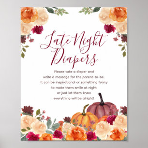 Affiche Panneau Diapeurs de nuit Floral Citrouille orange
