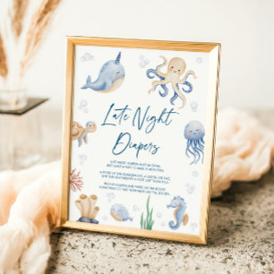 Affiche Panneau Diapositives de nuit Baby shower à thème O