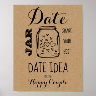 Affiche Panneau d'idée de date pour jeu de douche de marié