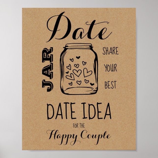 Affiche Panneau d'idée de date pour jeu de douche de marié (Devant)